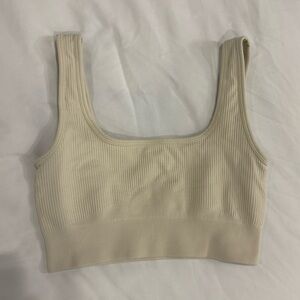 beige/cream ribbed sports bra